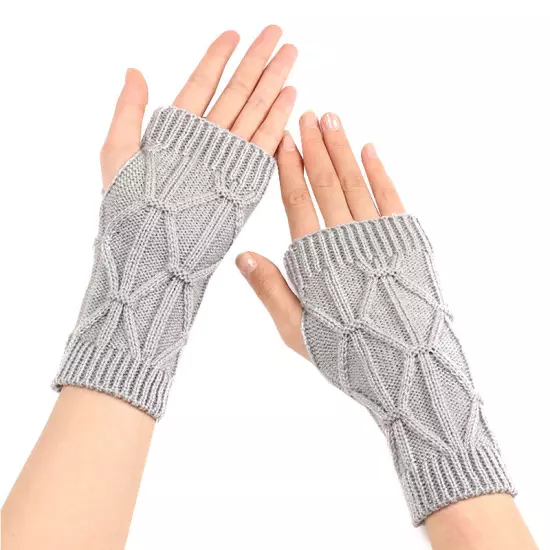 1Pair Fingerless Arm Warm Winter Knitted Gloves Hand Long Warmer Mittens Unisex