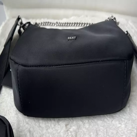 DKNY Black Cairo MD Pouchette Crossbody Bag with Airpod Case Pouch MSRP $128 NWT