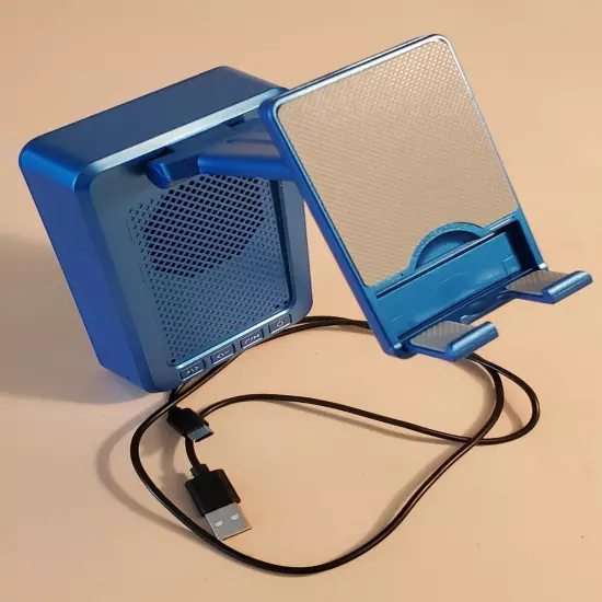 JTEMAN L9 Wireless Cell Phone Stand With Bluetooth Speaker. RARE BLUE Model 1865