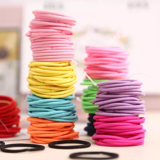 100Pcs Girls Kids Elastic Rubber Hair Bands Ponytail Holder Head Rope Ties DIY*