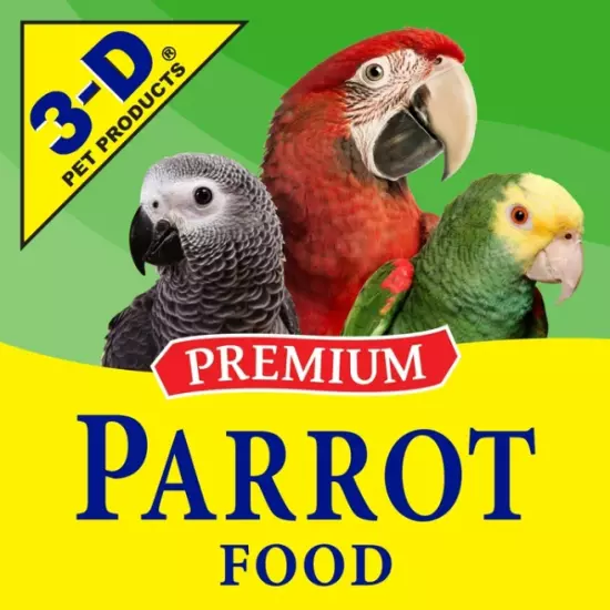 3-D Pet Products Premium Parrot Bird Food Seeds with Probiotics 8 lb. Bag