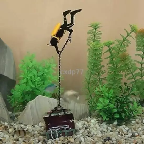 Frogman Treasure Diver Decor Action Air Aquarium Ornament Fish Tank Decoration