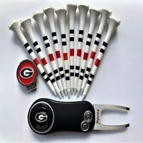 Georgia Bulldogs Golf Gift Pack Pitchfix Divot Tool Ball Markers Golf Tees