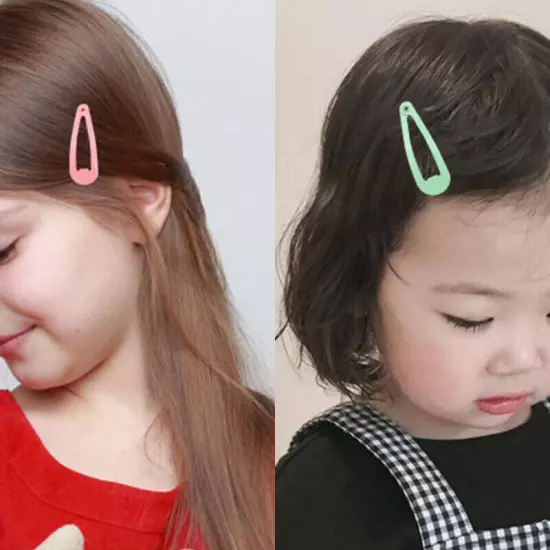 50X Women Girls Kids Hair Clips metal Snap Slides Close Hairpin 3cm Mini Clip C