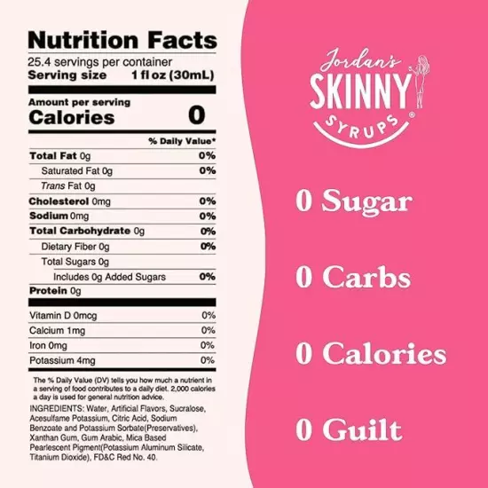 Jordan's Skinny Mixes Sugar Free Syrup, Cotton Candy Flavor, Fruit Flavored Mix