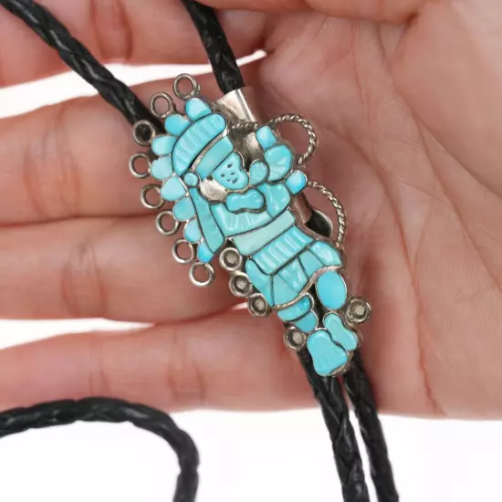 Lavonne Lalio Zuni Native American sterling and turquoise bolo tie