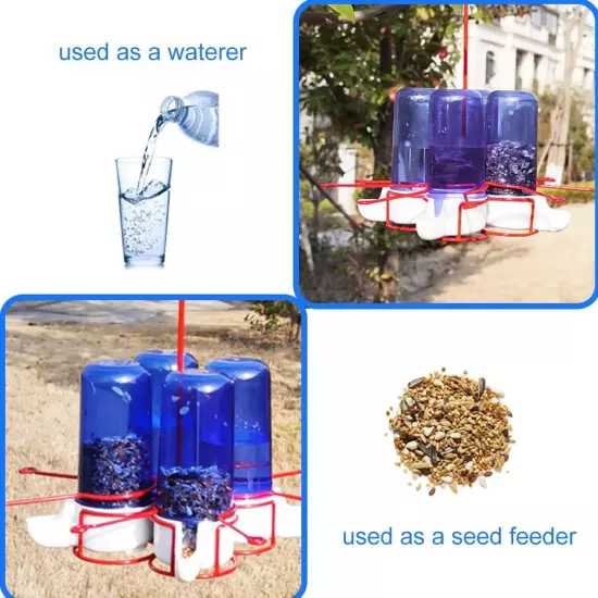 Bluebird Feeder & Waterer - 4 X 8Oz (240Ml) Plastic Bottles with Perches, Weathe