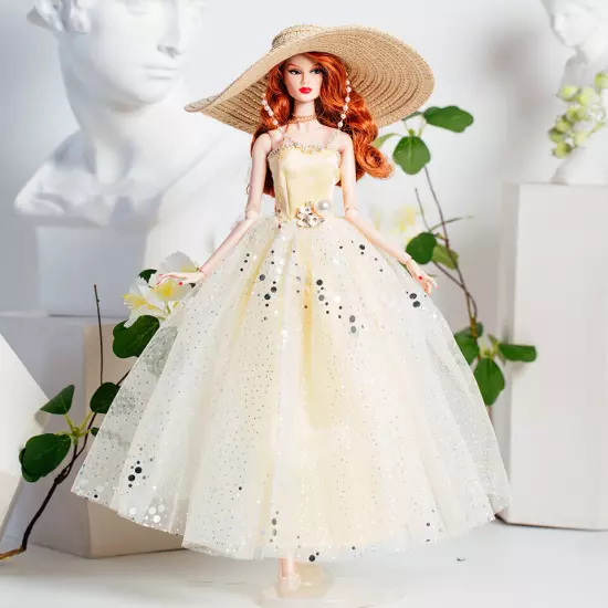 1/6 Doll Clothes Elegant Bride Dress 11.5" Doll Outfit Princess Wedding Gown lot