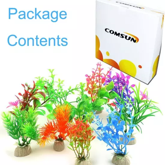 10 Pack Artificial Aquarium Plants, Small Size 4 to 4.5 Inch Approximate Height 