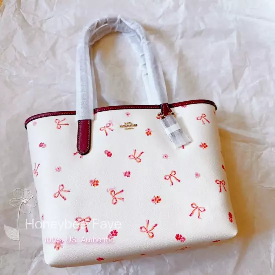 NWT Coach Mini City Tote With Bow Tie Print CN681 ( super fast shipping )