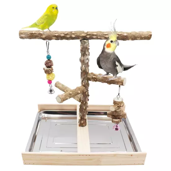 Large Bird Perch Stand Toy Natural Pepper Wood Parrots Playground with Remov