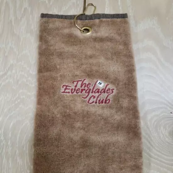 NEW Everglades Club Golf Towel - Brown 100% Made in Belgium