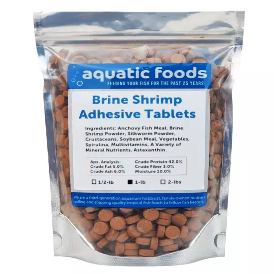 Brine Shrimp Adhesive Tablets for Oscars, Catfish, Cichlids, & All Fish. WL