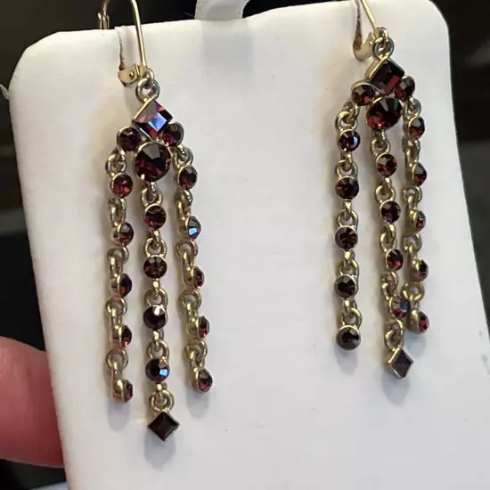 Givenchy Rich Brown Rhinestone French Lever back Chandelier Earrings