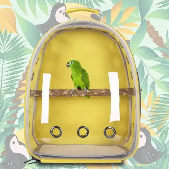 Bird Carrier Backpack Cage Transparent Parrot Carrier 1 Stick Wooden Standing Pe