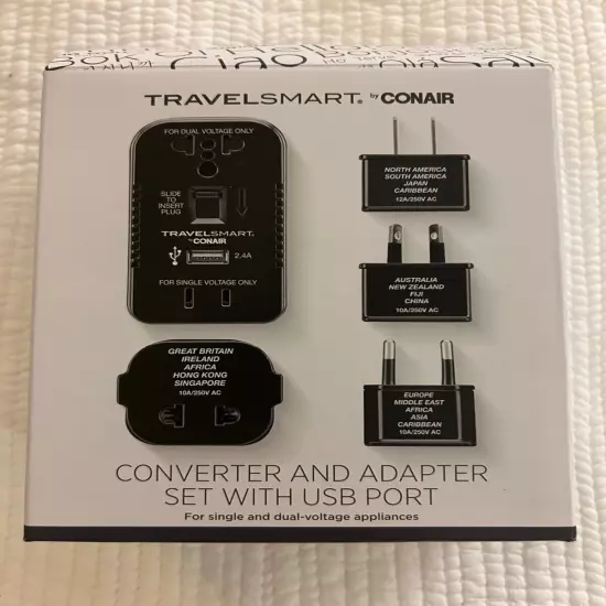 Travel Smart by Conair 2 Outlet Converter Set with USB Port