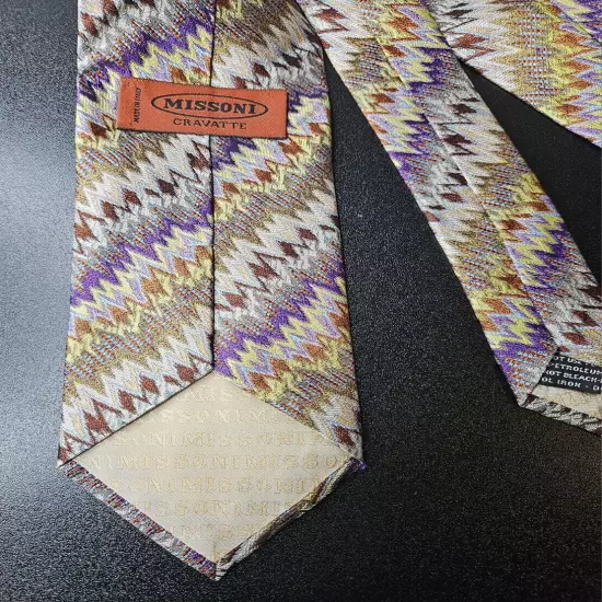 Missoni Cravatte Silk Tie Bold Geometric Pattern