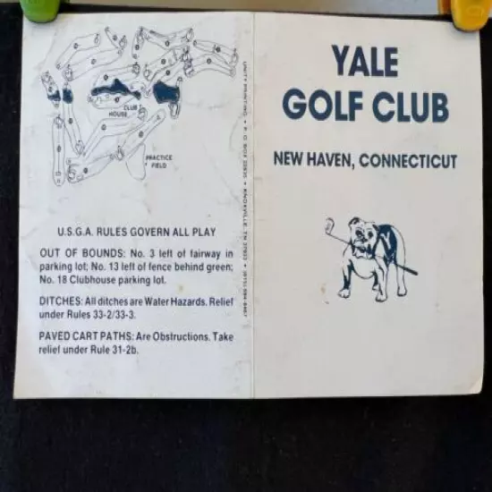 Vintage Unused Yale Golf Club, New Haven, CT Golf Scorecard and Guest Tag