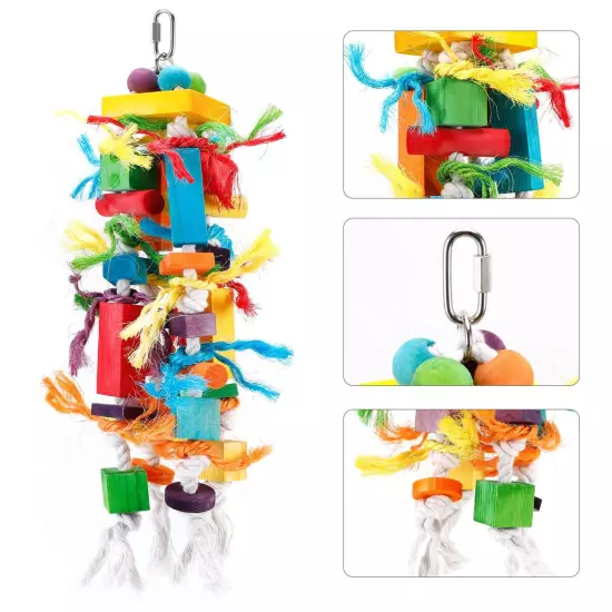 Bird Toys, Parrot Chewing Toy, Multicolored Wooden Blocks Tearing Toys for Af...