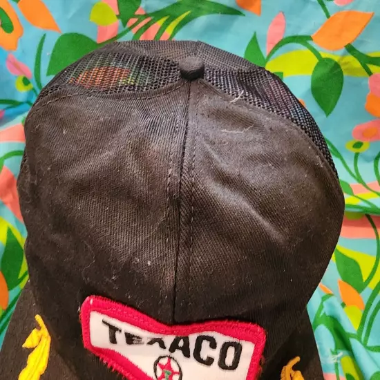 Vintage Texaco Gasoline K Products Mesh Snapback Trucker Hat GOLD LEAVES