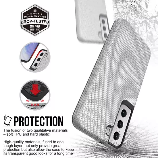 Rhinos Rugged Shockproof Case Cover Black +Screen Protector For Samsung S22