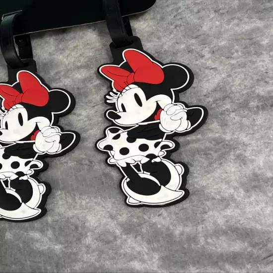 Disney Rubber Minnie Mouse Polka Dot Luggage Tag Set of 2 Bag Tags