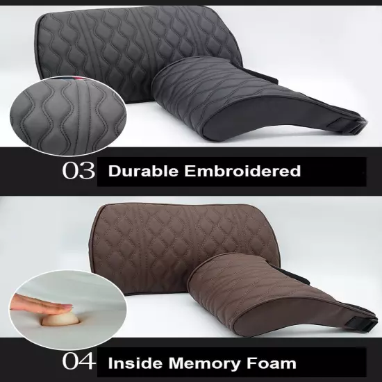 Car Neck Pillow PU Leather Lumbar Waist Support Backrest Headrest Cushion