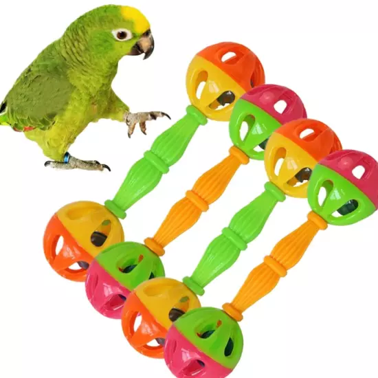 2 Pcs Bird Parrot Toy Rattle Birds Exercise Plastic Double Headed Bell Pet Kid