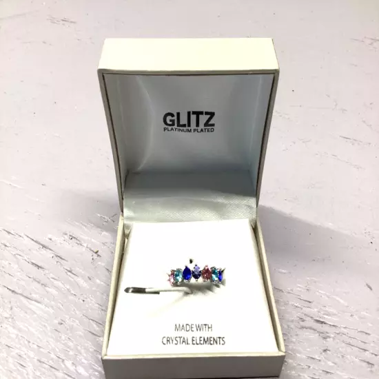 New In Box Glitz Platinum Plated Made with Crystal Elements size 7.5