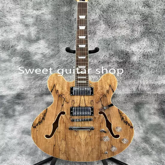 new ES-335 Semi Hollow Natural Electric Guitart 2H Pickup Fixed Bridge Fast Ship