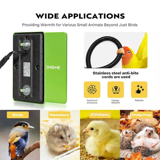 15W Bird Cage Heater, Snuggle-Up Bird Warmer with Thermostatically Controlled