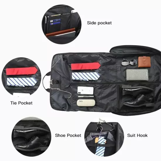 2 in 1 Hanging Suitcase Luggage Bags For Travel Foldable Carry Black' On E7Z5