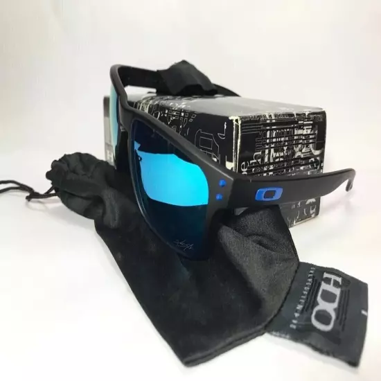 New Sunglasses Polarized Holbrook Matte Black/Sapphire Blue Iridium USPS