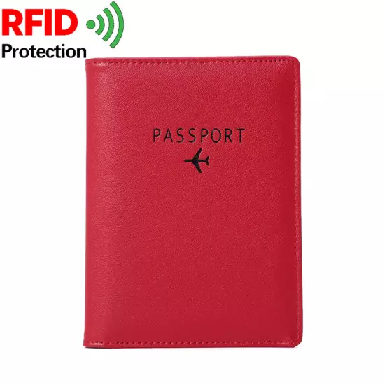 2Pcs Slim Leather Travel Passport Wallet RFID Blocking ID Card Case Cover