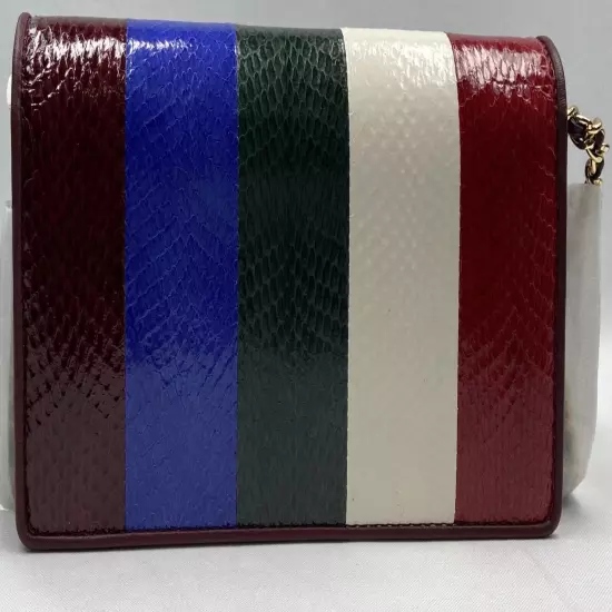 Tory Burch Savannah Striped Chain Flat Wallet /Crossbody in Multicolor Leather