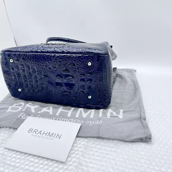 Brahmin Dayton Melbourne Shoulder Bag Dark Blue NWOT Registration /Dust Cover