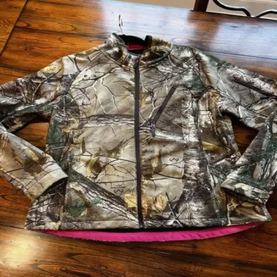 Realtree Camo Soft Shell Jacket Lined Women's Size L 42-44 Pink