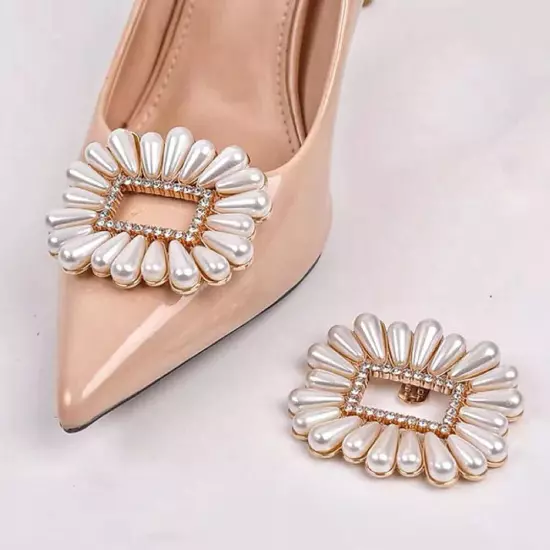 Pearl Shoe Clips Crystal Pearls Charm Buckle Charms Jewelry Shoes Buckles 1Pc