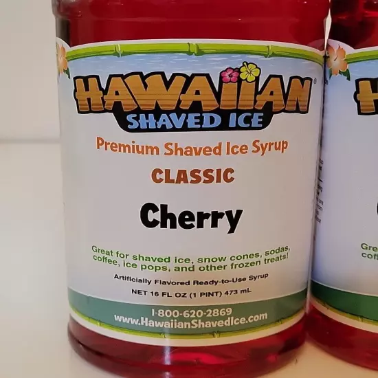 Hawaiian Shaved Ice Syrup Cherry Piña Colada Cotton Candy 16 Oz. 3 Ct. Bottles