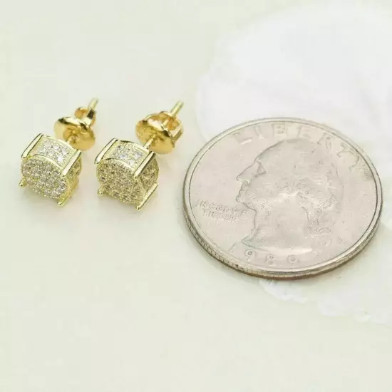 3Ct Round Lab-Created Diamond Men's Cluster Stud Earrings 14K Yellow Gold Finish