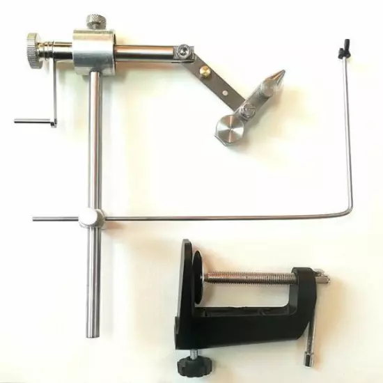 Silver Rotary Fly Tying Vise With C-clamp Strengthened Hard Jaw 360 Rotation