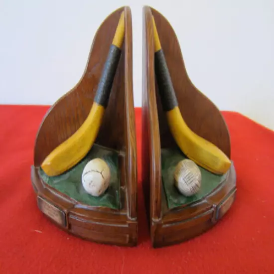 PR. OF, FAUX VINTAGE REPLICA GOLFING EQUIPMENT BOOKENDS