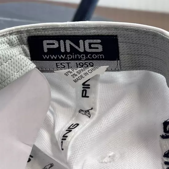 Ping Hat Golf Cap Tour Elite NWT Adjustable White Navy Play Your Best Structured