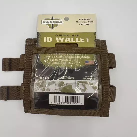 TAC SHIELD ARM/LEG TACTICAL ID WALLET UNIVERSAL SIZE COYOTE BROWN LIFETIME WARRA