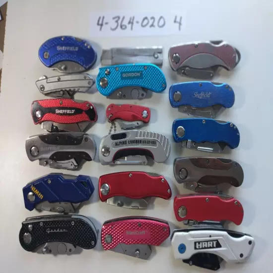 FOLDING LOCK-BLADE UTILITY KNIVES $2 EACH OR ALL 18 KNIVES FOR $20 WINS