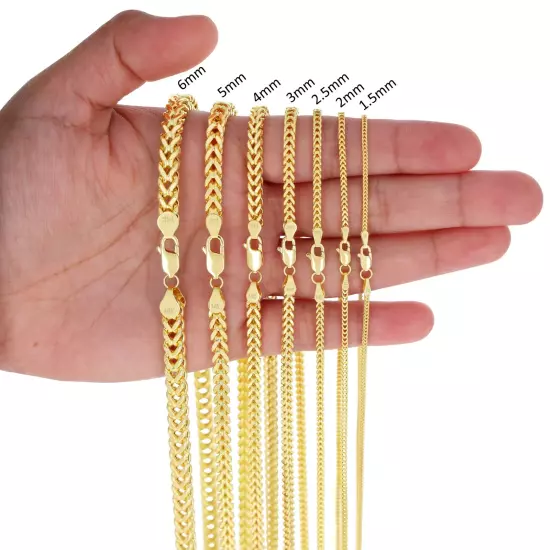 14k Yellow Gold 1.5mm-5mm Franco Box Bracelet Chain Men Women 7" 7.5" 8" 8.5" 9"