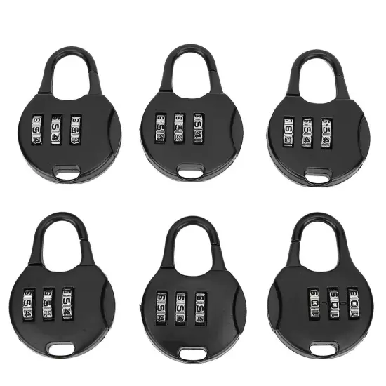 6pcs Portable 3 Digit Password Padlock Anti Theft Lock For Backpack Statione WYD