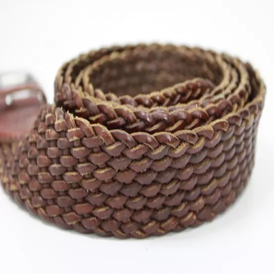 Polo by Ralph Lauren Brown Leather Braided Belt Men's Size 48 / 120