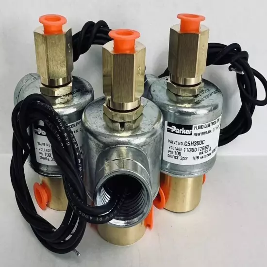 3ea Parker C5H360C Skinner 3 Way Solenoid Valve w/ Coil 100psi 110v 8 Watts