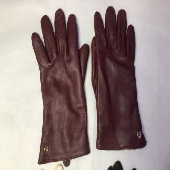 Vintage Womens Gloves Lot of 3 Riding Leather White Black Burgundy